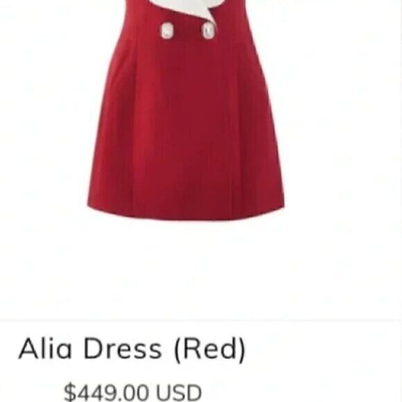 Crystal Rhinestone Button Bow Back  Red White Blazer Mini Dress L - Picture 4 of 9